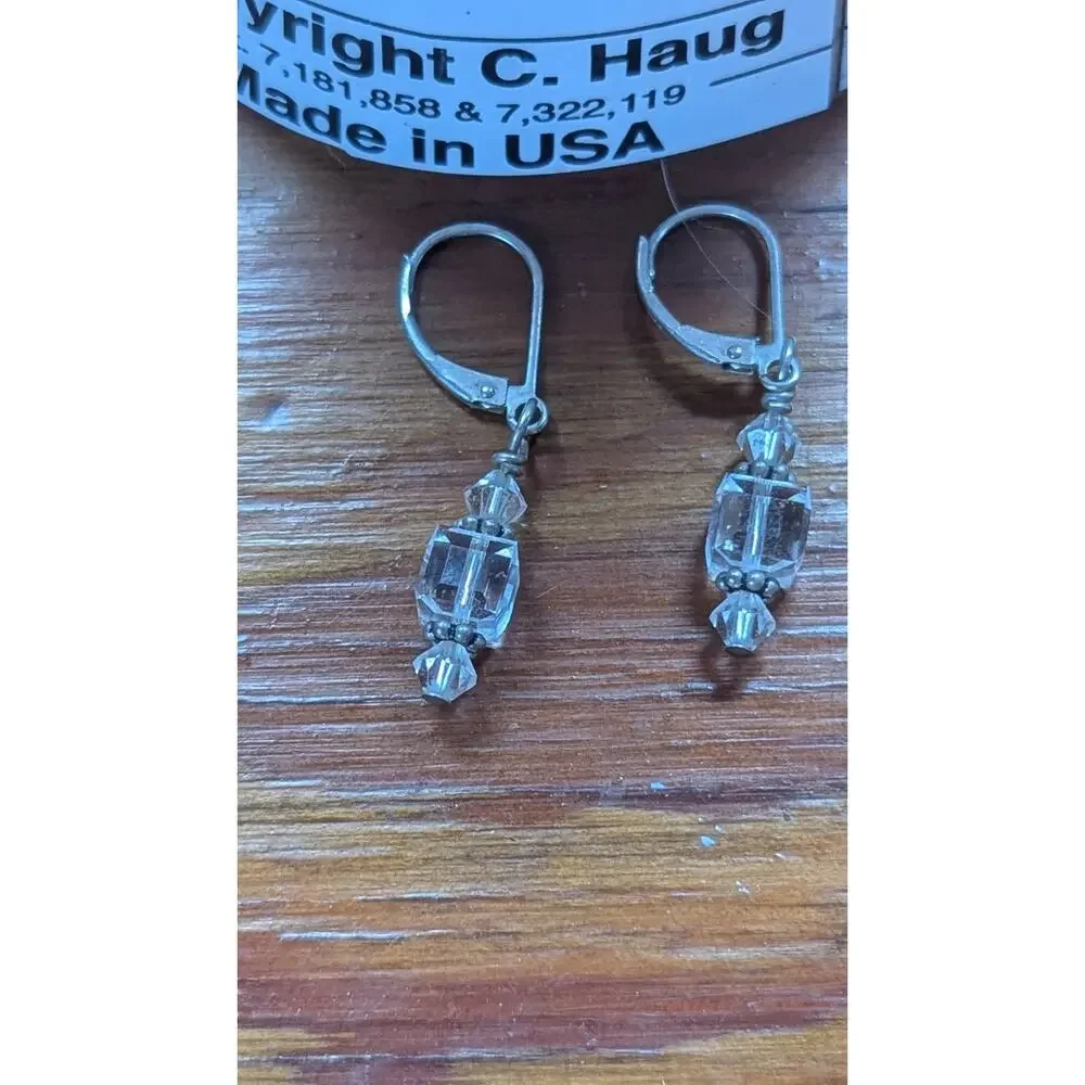 925 Sterling Silver Swarovski AB Crystal Bracelet Lever Back Earring Set USA
